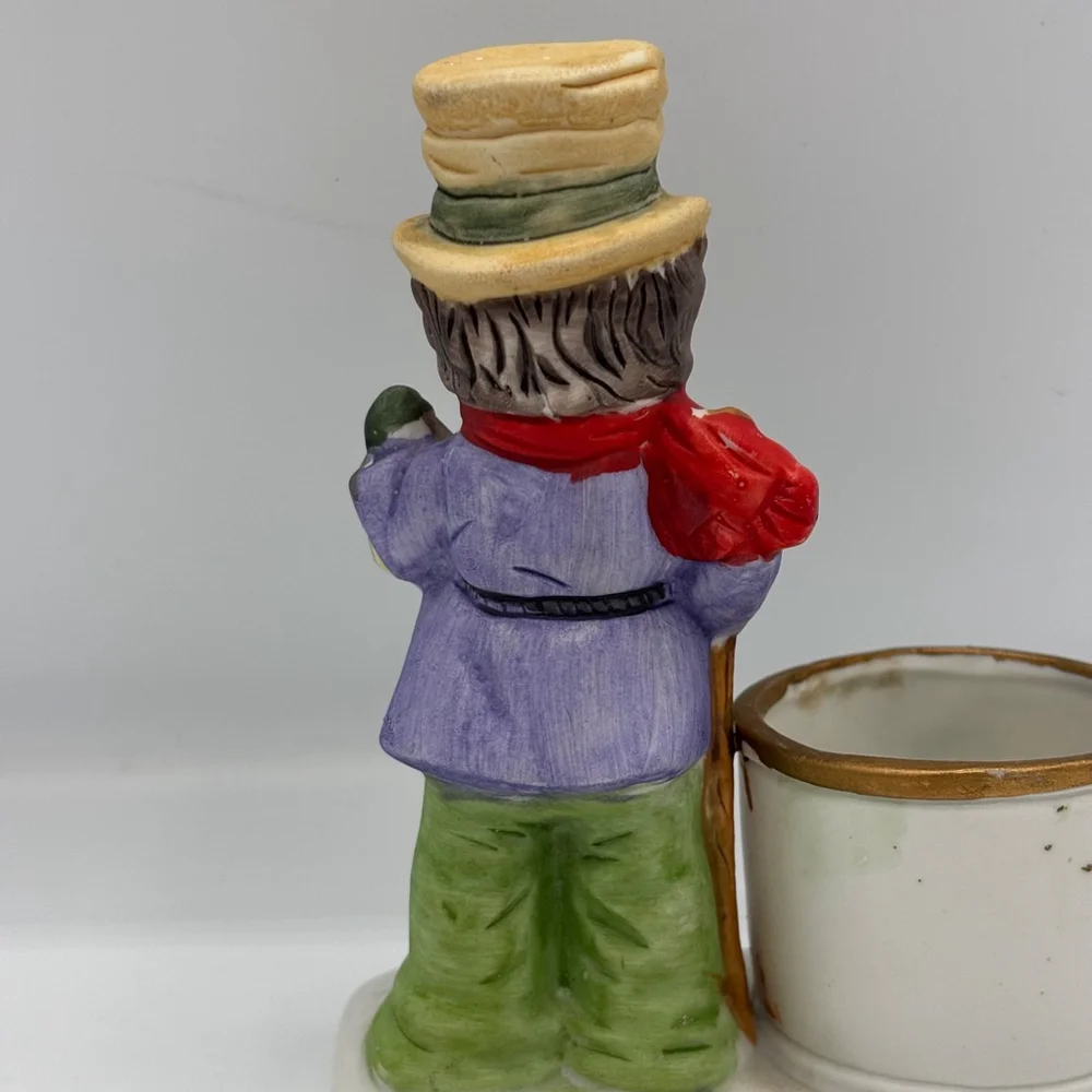 Vintage Jasco Luvkins 1978 Christmas Hobo Boy Candle Holder Toothpick Figurine